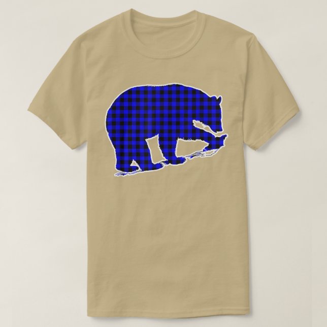 Blue Plaid Bear 453  T-Shirt (Design vorne)