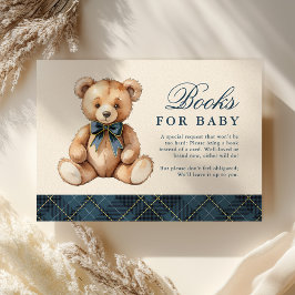 Blue Plaid Bear Baby Shower Books For Baby Begleitkarte