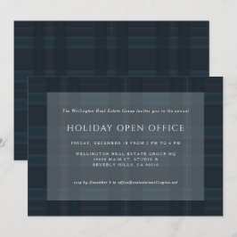 Blue Plaid Business Corporate Holiday Christmas In Einladung