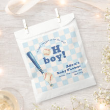 Blue Plaid Little Slugger Baseball Baby Shower