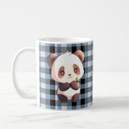 Blue Plaid Panda Double-Sided Design Kaffeetasse