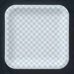 Blue Plaid Pappteller<br><div class="desc">Party paper plate is shown in a cute powder blue and white plaid print.
Customize this item or buy as is.




Licensed Print</div>