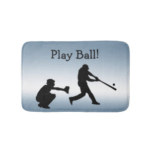 Blue Play Ball Baseball Sport Badematte