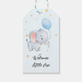 Blue Playful Elephants Baby Shower Geschenkanhänger