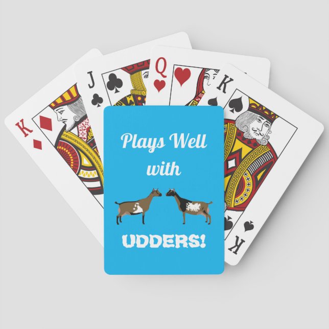 Blue Plays gut mit Udders - nigerianische Zwergzie Spielkarten (Rückseite)