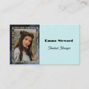 Blue Pleat & Gold-Kette mit Personalisiertem Foto Visitenkarte