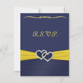 Blue Plees und Diamond Hearts RSVP Card Karte