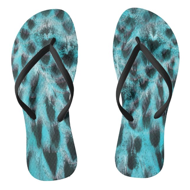 Blue plumage - cool feather design flip flops (Fußbett)
