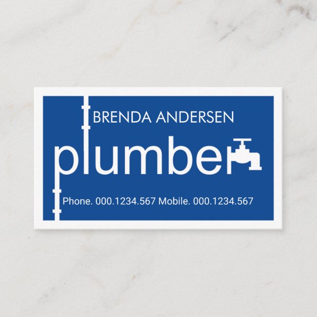 Blue Plumber Pipeline Plumbing Works Visitenkarte (Vorderseite)