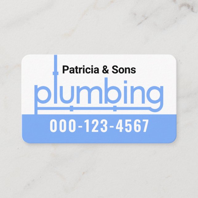 Blue Plumbing Pipes Signage Plumber Visitenkarte (Vorderseite)