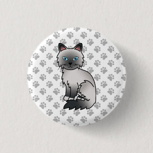 Blue Point Birman / Ragdoll Niedlich Cat & Paws Button