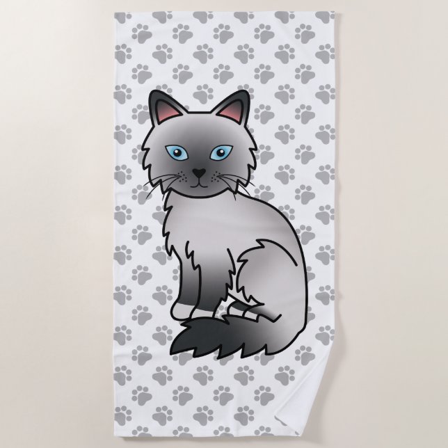 Blue Point Birman / Ragdoll Niedlich Cat & Paws Strandtuch (Vorderseite)