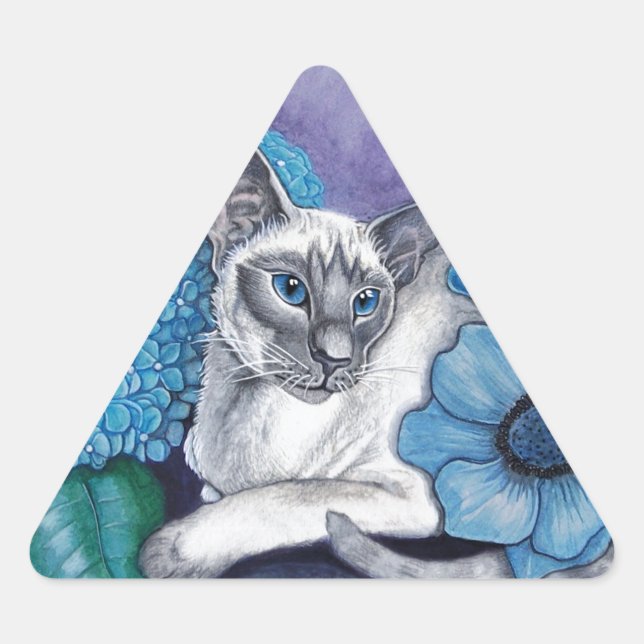 Blue Point Siamese Cat Dreieckiger Aufkleber (Vorderseite)