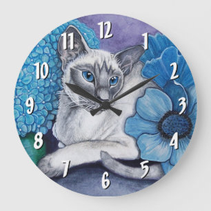 Blue Point Siamese Cat Große Wanduhr