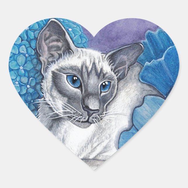 Blue Point Siamese Cat Herz-Aufkleber (Vorderseite)