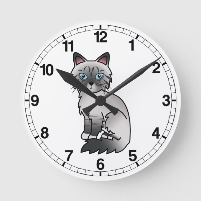 Blue Point Tabby Birman / Ragdoll Cat Runde Wanduhr (Vorderseite)