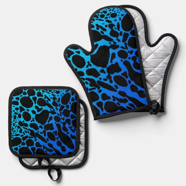Blue Poison Dart Frog Ofenhandschuh & Topflappen-Set (Vorderseite/Rückseite)
