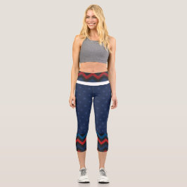Blue Poke A Dots, Zickzack Hochwaisted Capris