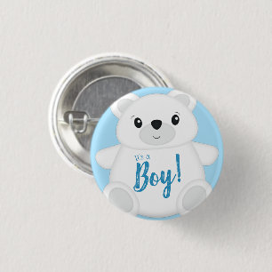 Blue Polar Bear Baby Dusche Button