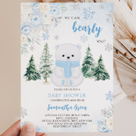 Blue Polar Bear Baby Dusche Einladung