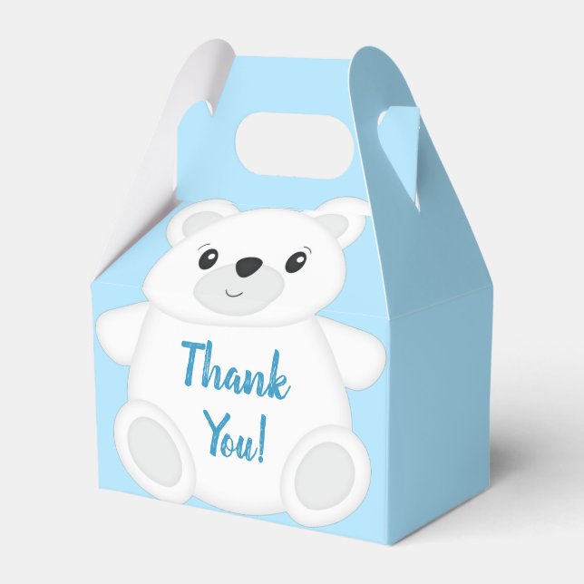 Blue Polar Bear Baby Dusche Geschenkschachtel (Vorderseite)