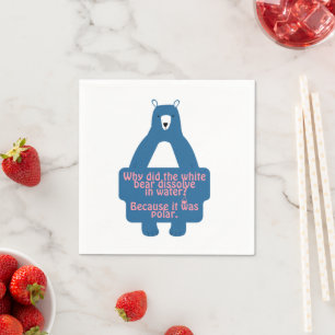 Blue Polar Bear Funny Chemistry Joke Serviette