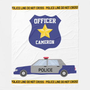 Blue Police Car Officer Abzeichen Fleecedecke