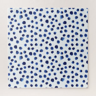 Blue Polka: Aquarelltuch Nahtlos.