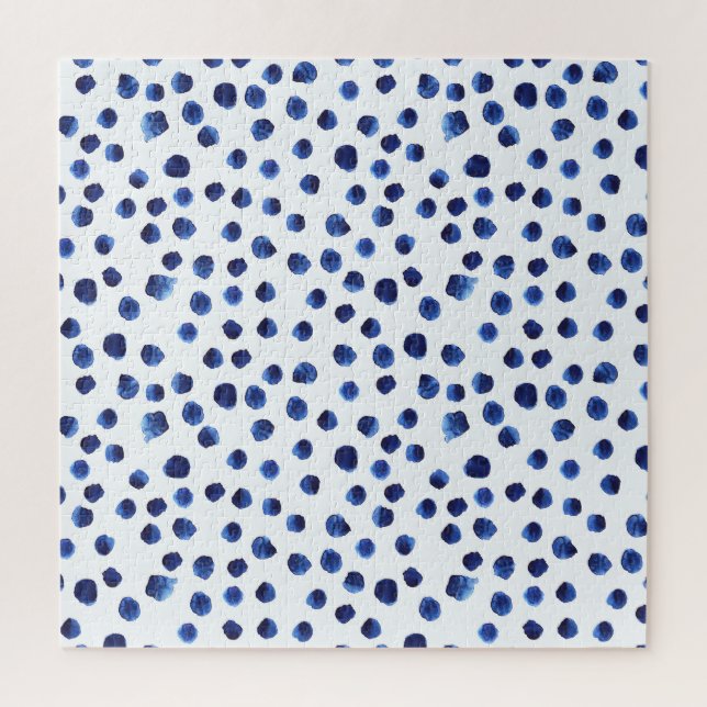 Blue Polka: Aquarelltuch Nahtlos. (Vertikal)