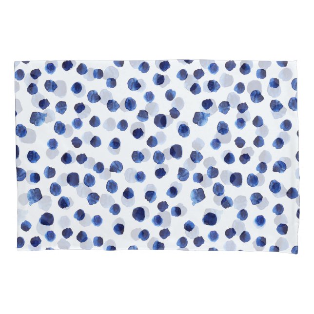 Blue Polka: Aquarelltuch Nahtlos. Kissenbezug (Vorderseite)