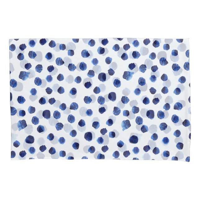 Blue Polka: Aquarelltuch Nahtlos. Kissenbezug (Vorderseite)