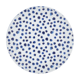 Blue Polka: Aquarelltuch Nahtlos. Schneidebrett