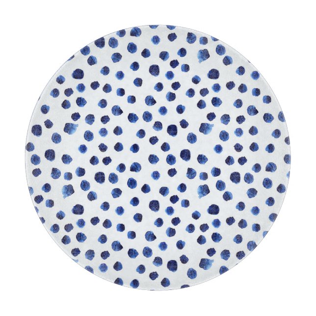 Blue Polka: Aquarelltuch Nahtlos. Schneidebrett (Vorderseite)