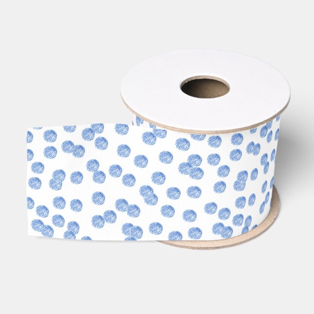 Blue Polka Dos 3'' breites Kornband Ripsband (Spule)