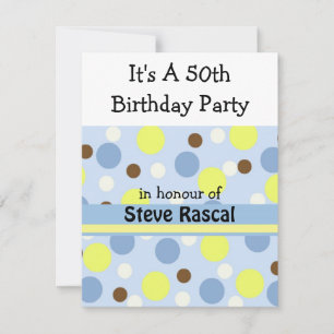 Blue Polka Dot 50e Invitation d'anniversaire