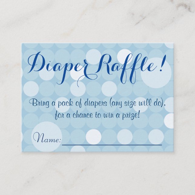 Blue Polka Dot Baby Dusche Windeln Raffel Tickets Begleitkarte (Vorderseite)