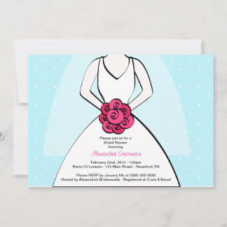 Blue Polka Dot Bridal Dusche Einladung