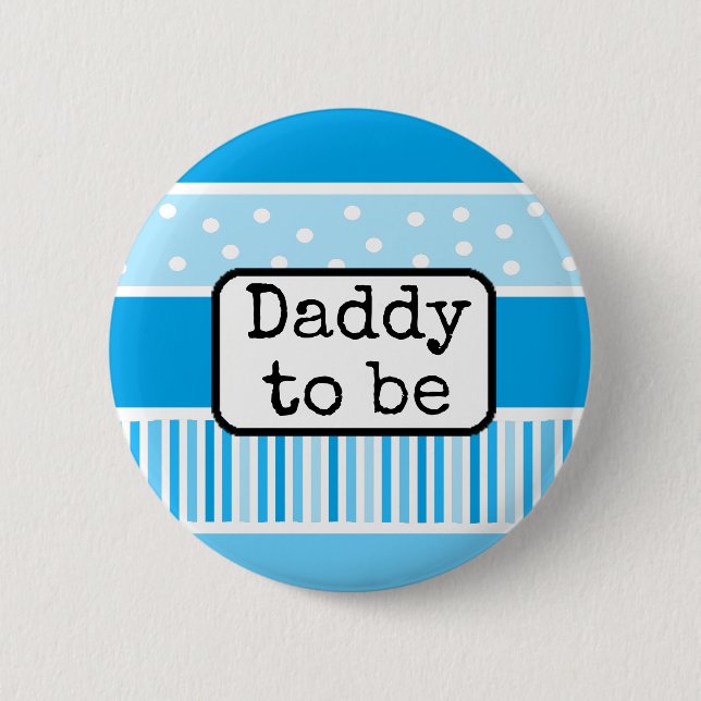 Blue Polka Dot Daddy wird Baby Showknopf Button (Vorderseite)