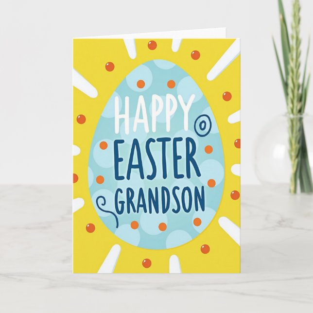 Blue Polka Dot Grandson Easter Card Karte (Vorderseite)