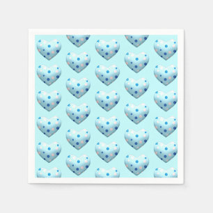 Blue Polka Dot Heart Valentine's Day Baby Boy Serviette