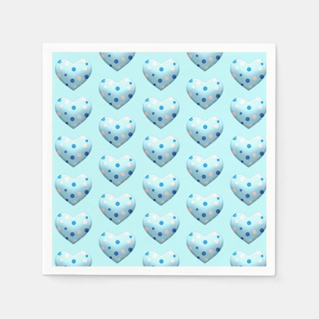 Blue Polka Dot Heart Valentine's Day Baby Boy Serviette (Vorderseite)