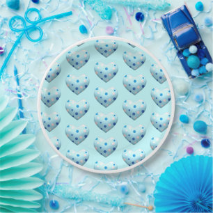 Blue Polka Dot Heart Valentinstag Niedlich Pappteller