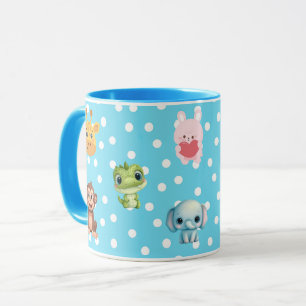 Blue Polka Dot mit Kawaii Zeichen Tasse