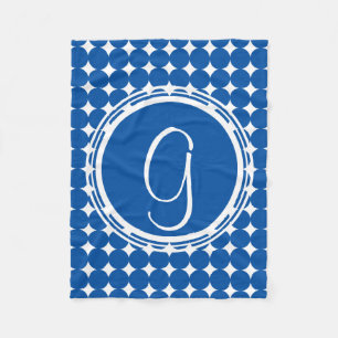 Blue Polka Dot Monogram Fleecedecke