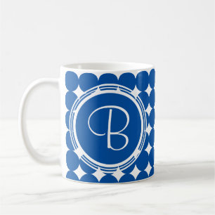 Blue Polka Dot Monogram Kaffeetasse