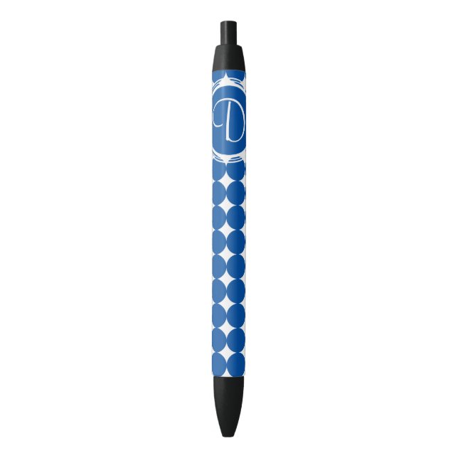 Blue Polka Dot Monogram Kugelschreiber (Vorderseite Vertikal)