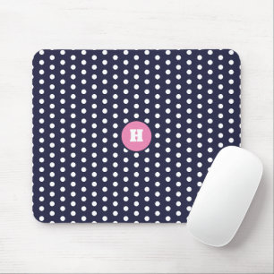 Blue Polka Dot Monogram Mouse Pad Mousepad