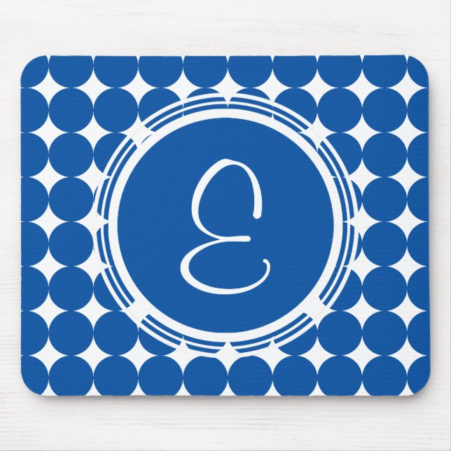 Blue Polka Dot Monogram Mousepad (Vorne)