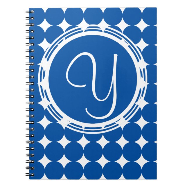 Blue Polka Dot Monogram Notizblock (Vorderseite)