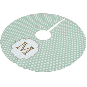 Blue Polka Dot Print Monogram Urspinnhemd Polyester Weihnachtsbaumdecke